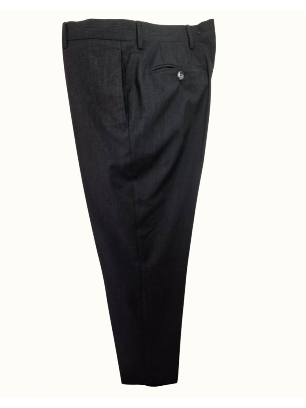Burberry London Mens Wool Dress Pants 34R Black Pinstripe Italy Flawed